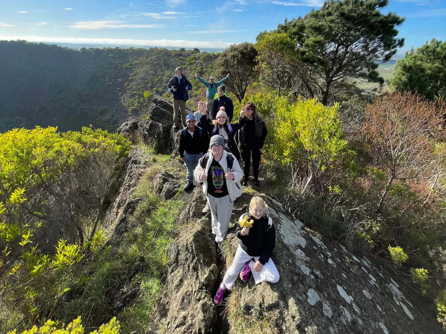 Participants enjoying a guided nature walk through Australian bushland