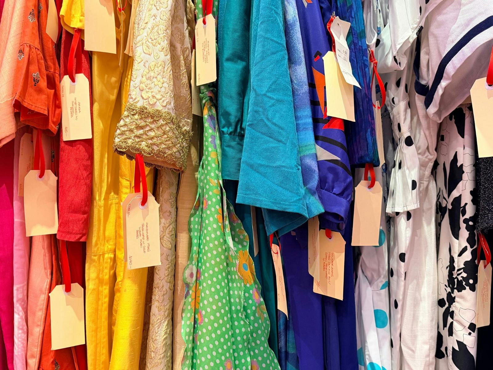 Colourful clothes on a rack