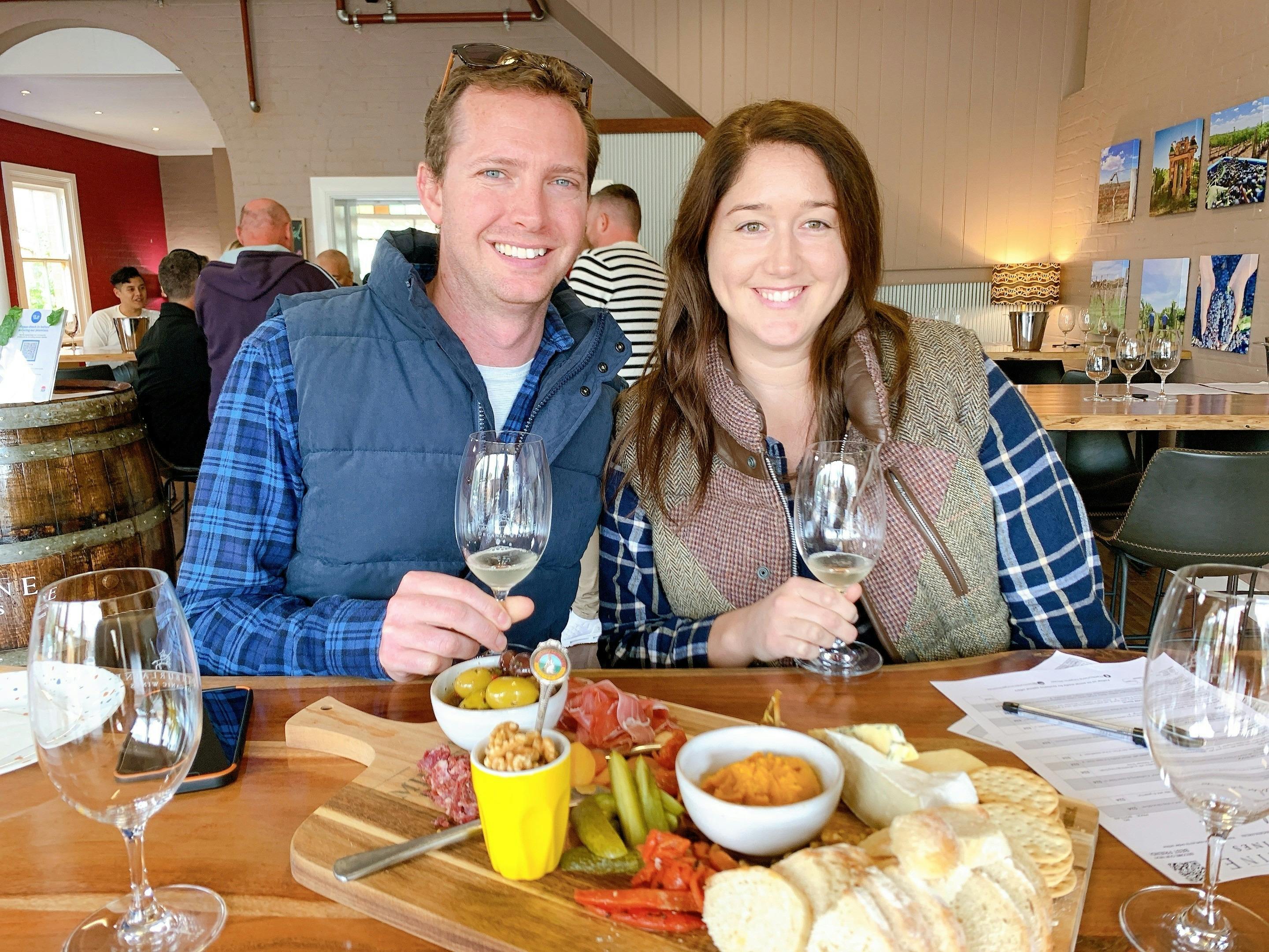 Young couple tasting wine