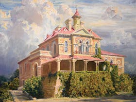Cathleen Edkins, Old Mount Gambier Hospital, oil on canvas. South East Art Society Inc. Private col