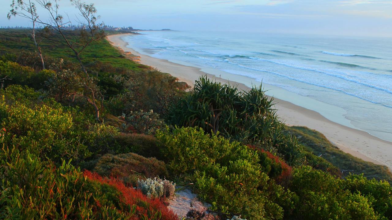 Elevated view of Dump Beach, Yamba.