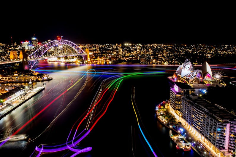 Image of the event 'Vivid Sydney Harbour Dinner Cruise – Clearview Glass Boat Cruises'