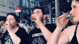 Beer lovers on a Andy's Trails Tour drinking craft beer at Mt Duneed