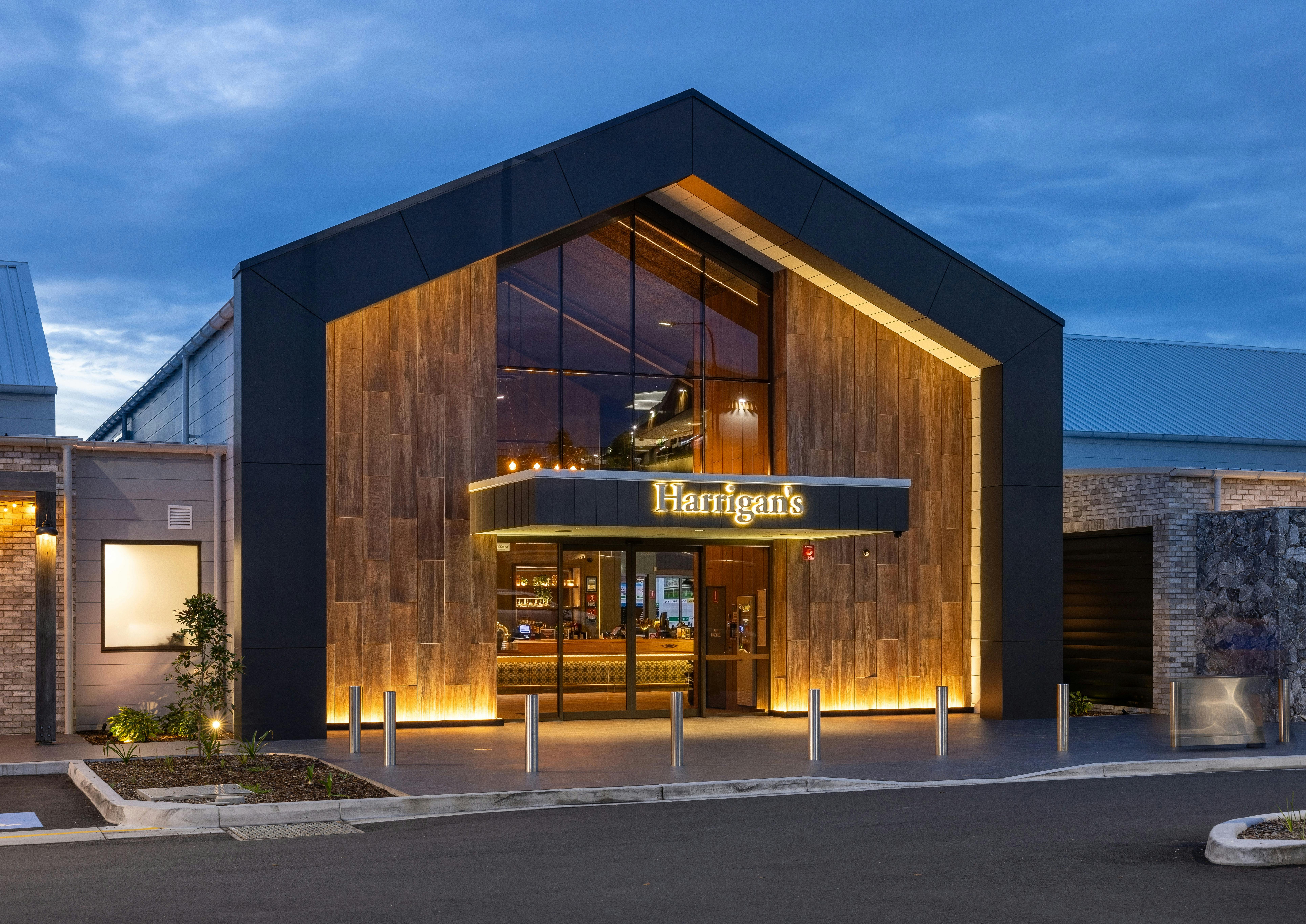 External view of Harrigan's Cameron Park entry at dusk