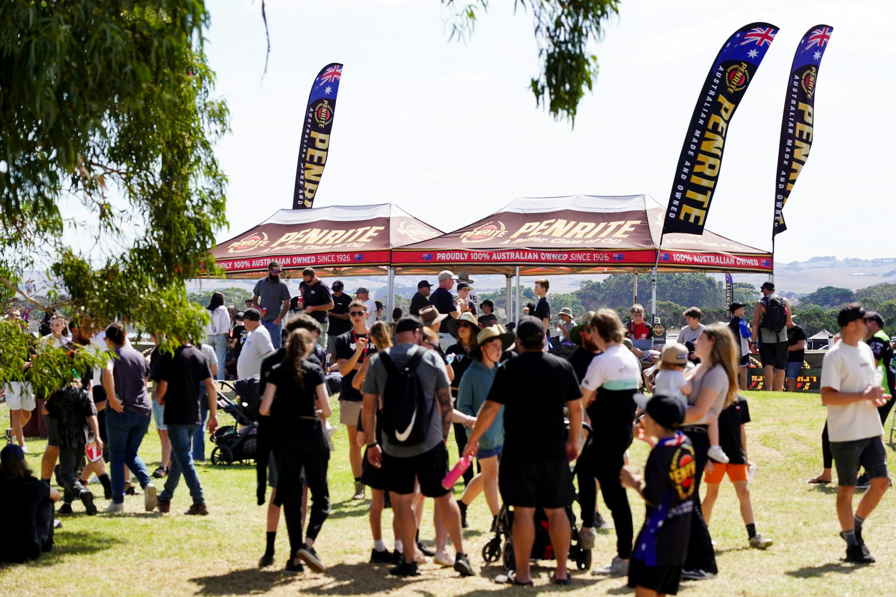 A crowd of people in the fan zone