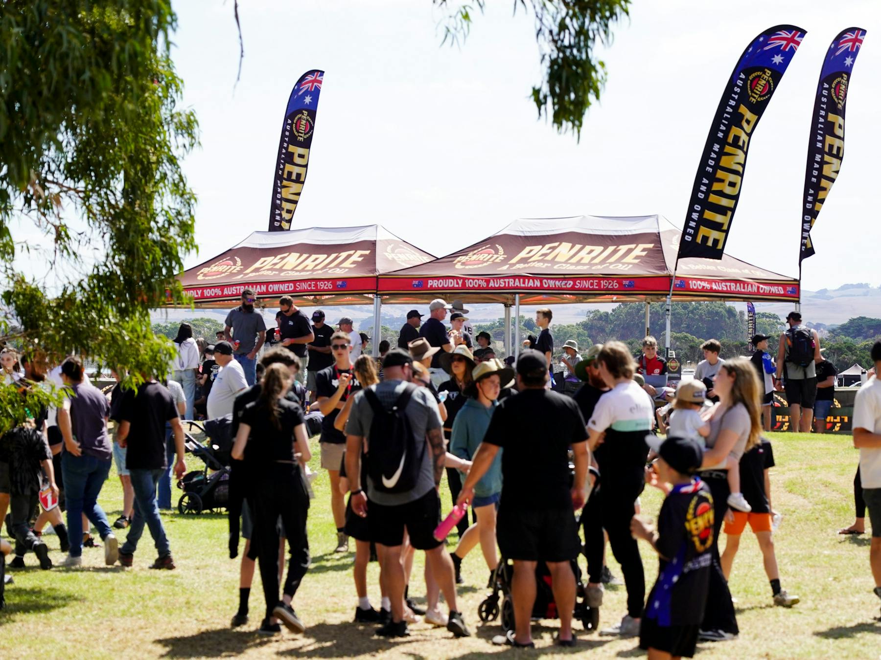 A crowd of people in the fan zone