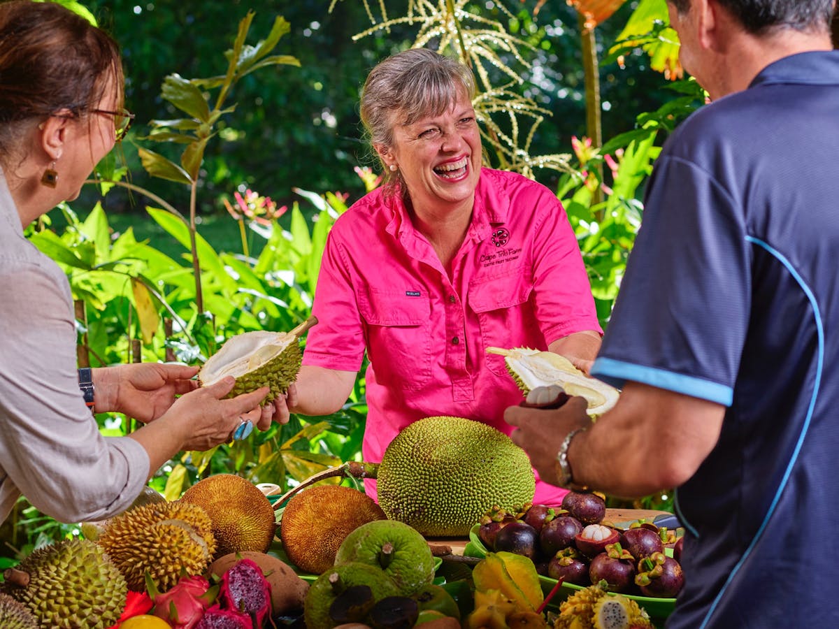 Tasting exotic fruit at Cape Trib Farm