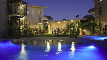Enticing pool in the evening, relax & enjoy a BBQ and look at the night lights Enticing pool in the evening, relax & enjoy a BBQ and look at the night lights