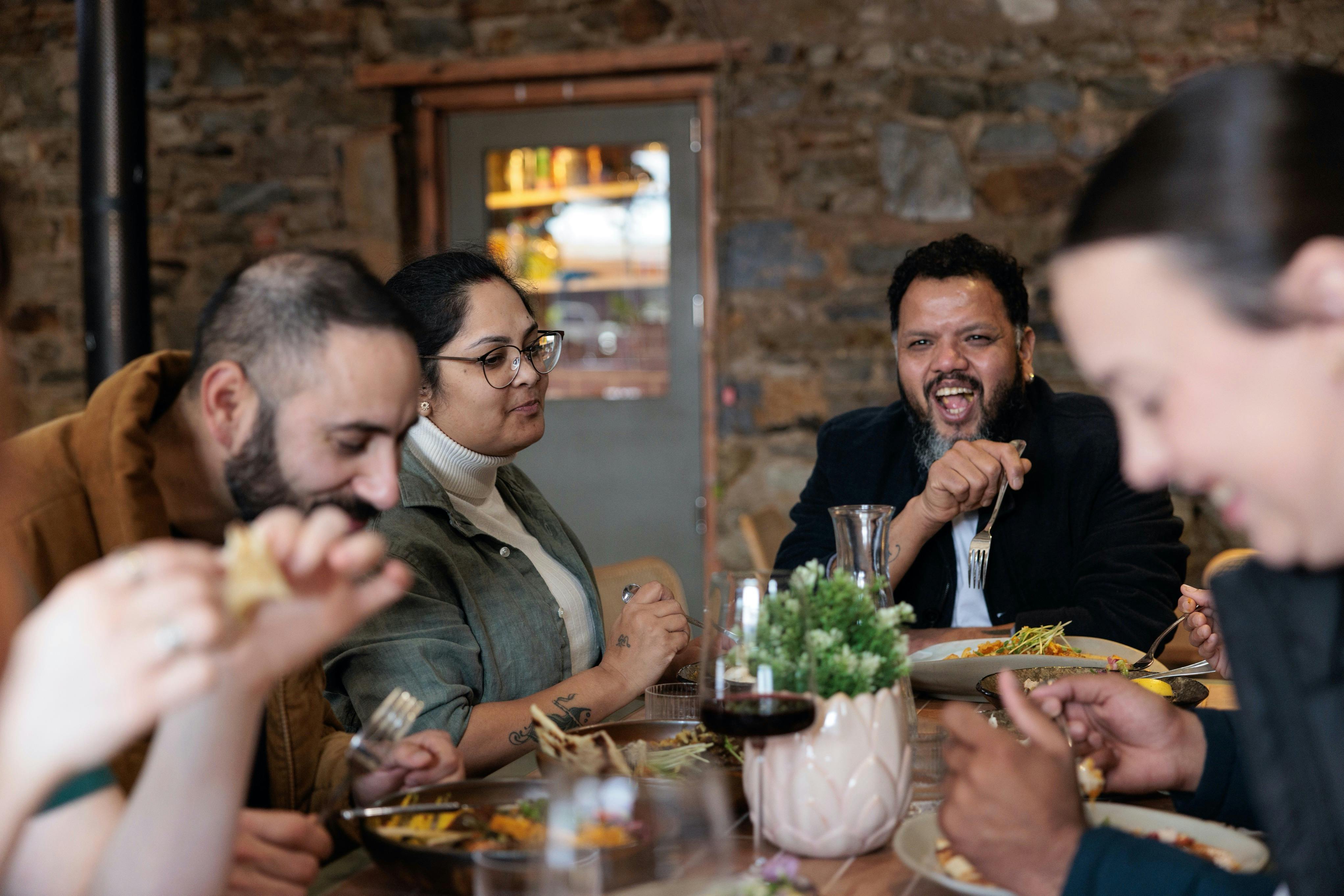 Image of diners enjoying meal in restaurant