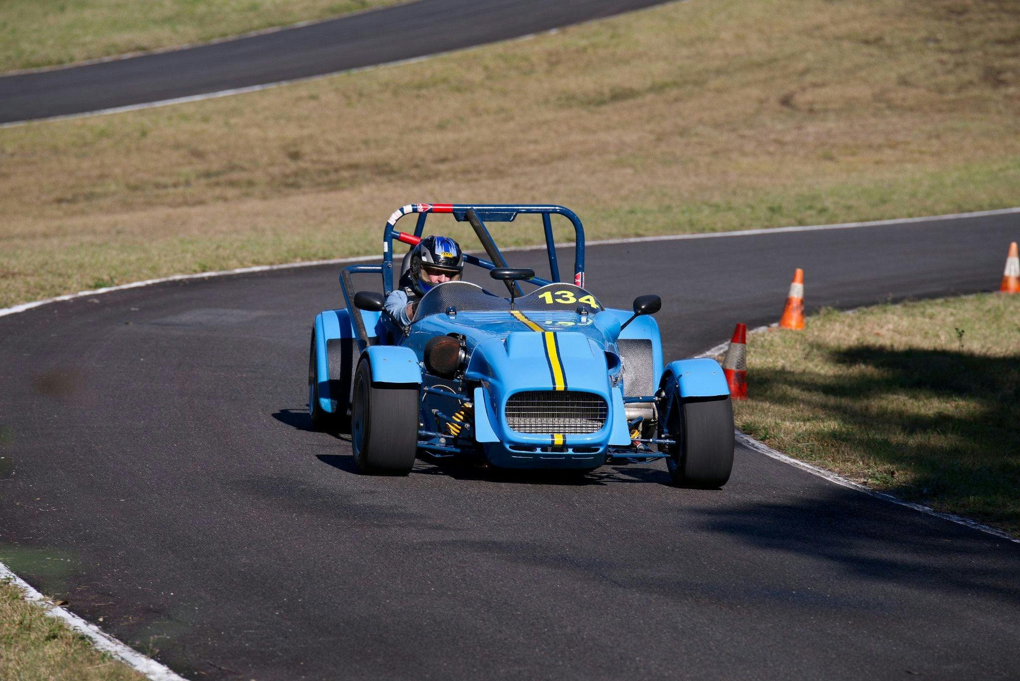 Clubman sports car climbing the 1 in 4 gradient second loop before a descend back to the hairpin
