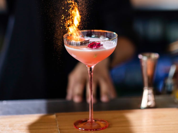 Bartender creating a cocktail at ALEX&Co., Parramatta in Sydney's west