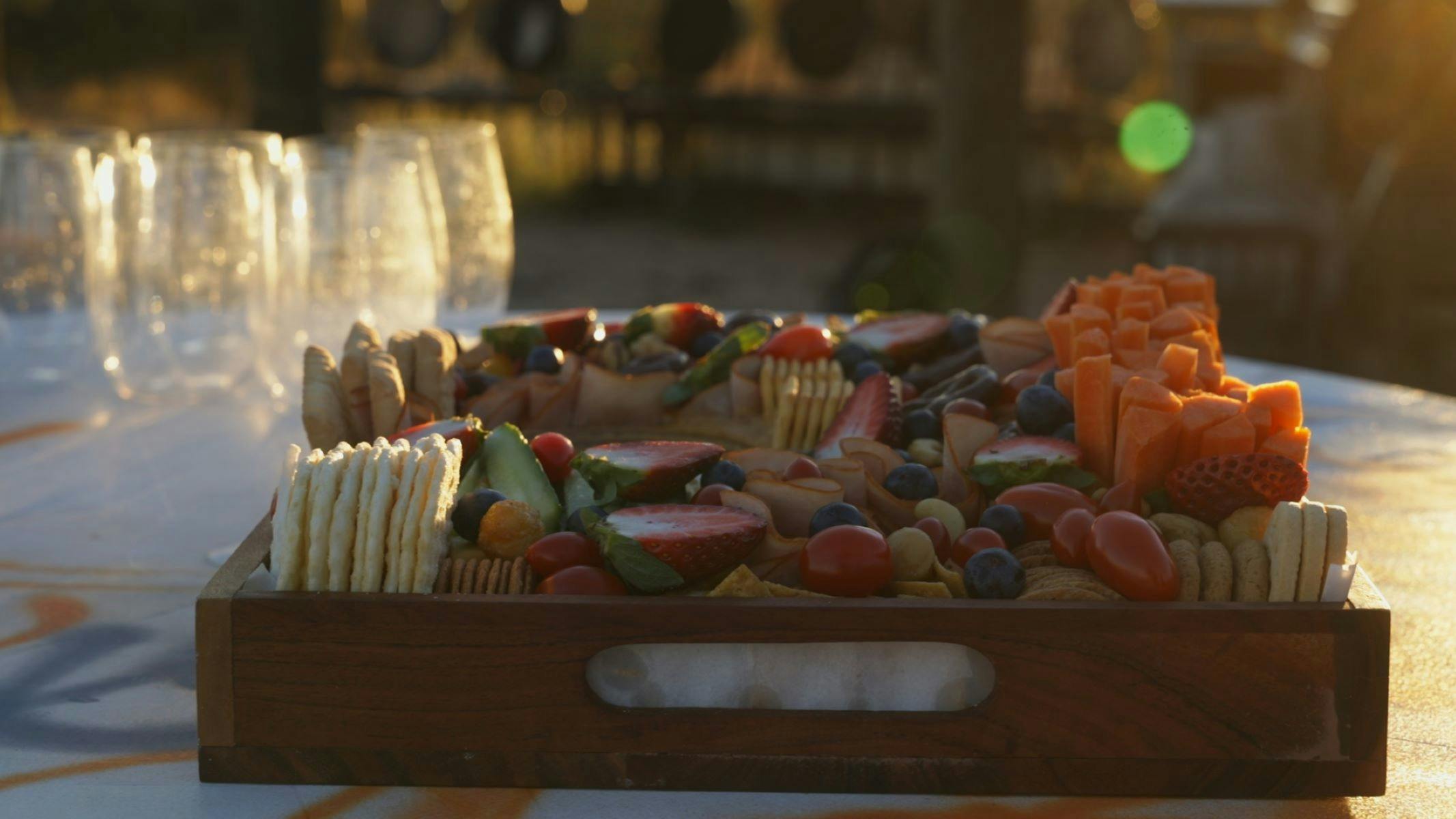 welcome drinks and nibbles at sunset lookout intention
