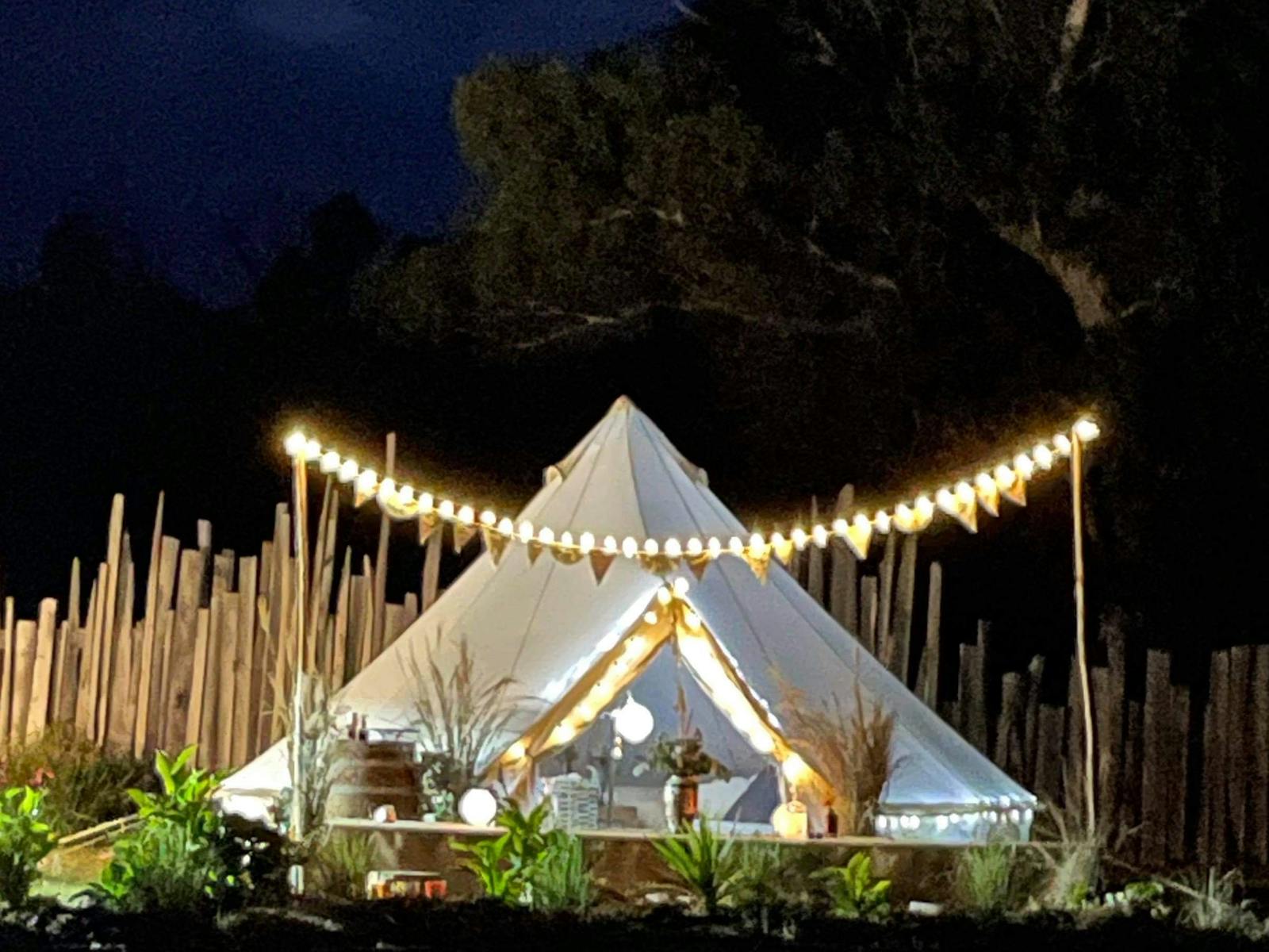 Our beautiful Bell tent is available for pop up functions