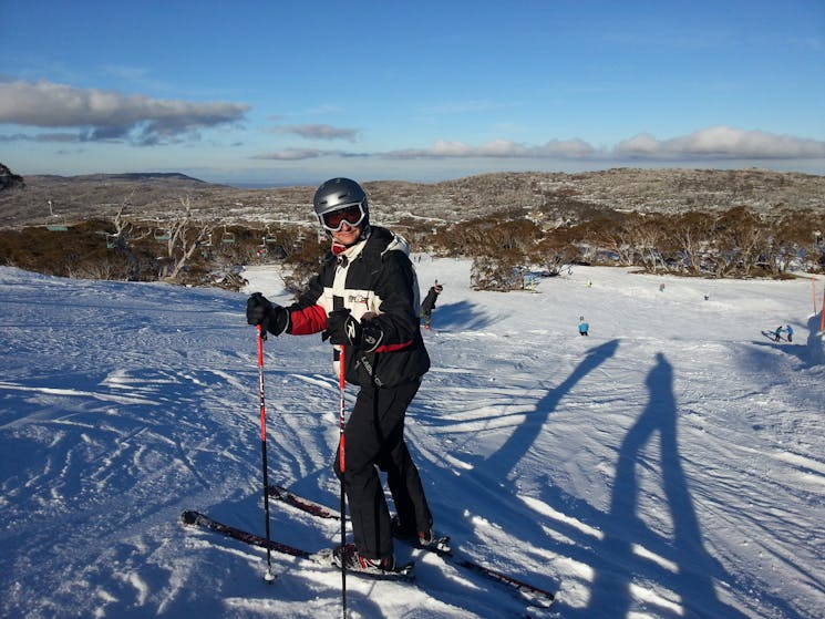 Skiing on slope