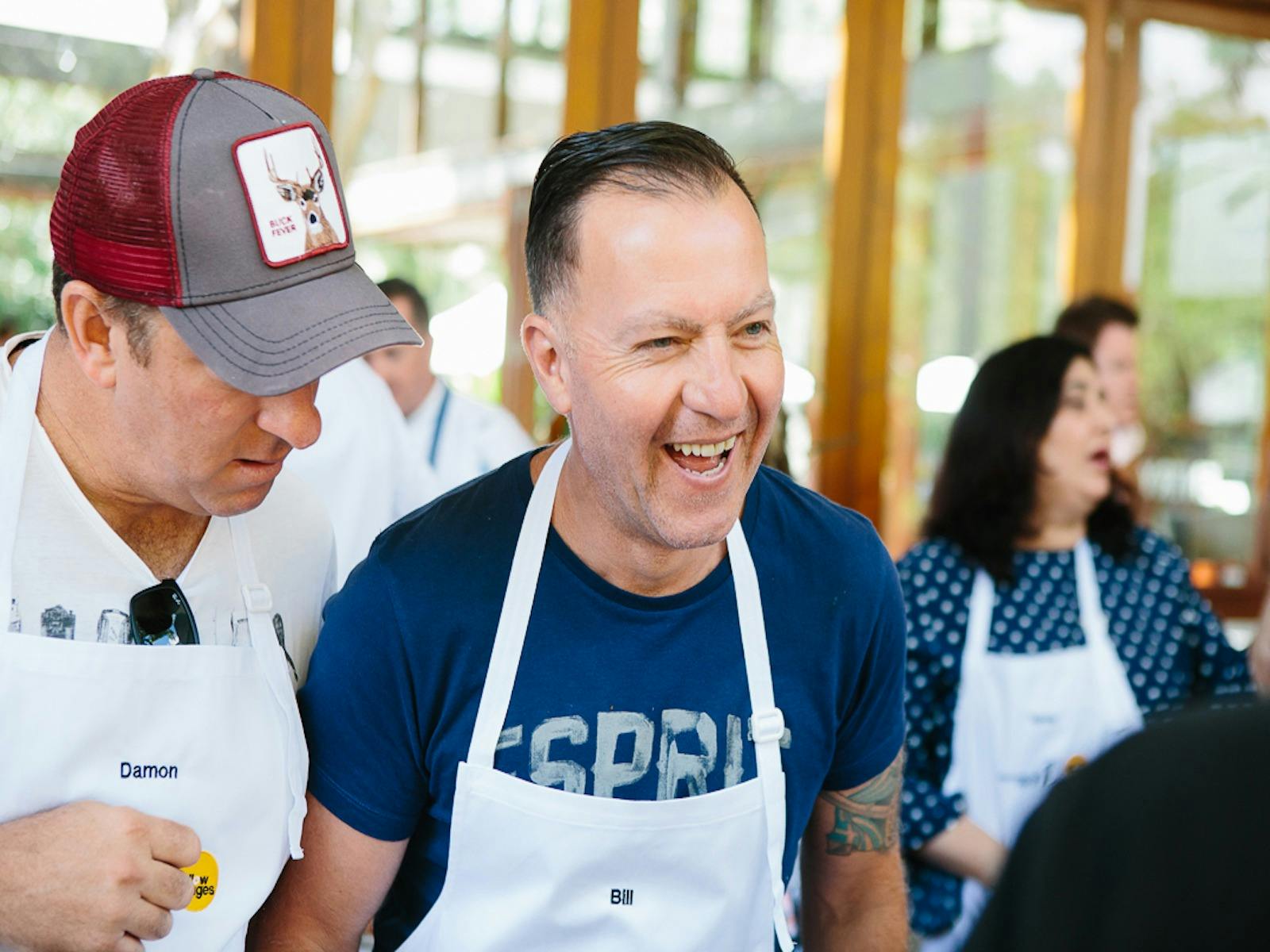 Chef Samantha Gowing leading a corporate cooking event at Tweed Cooking School