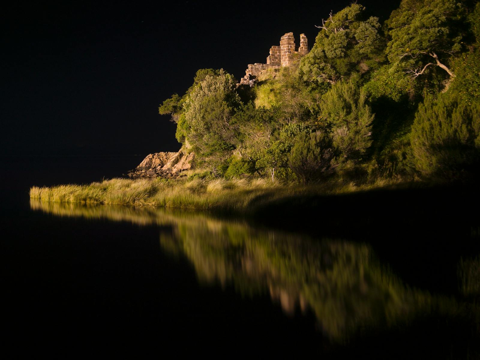 Sarah Island at night