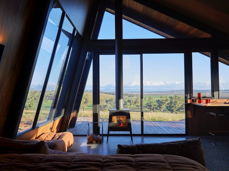 Wake up to this view over the Wood Fired heater and the expansive Plains