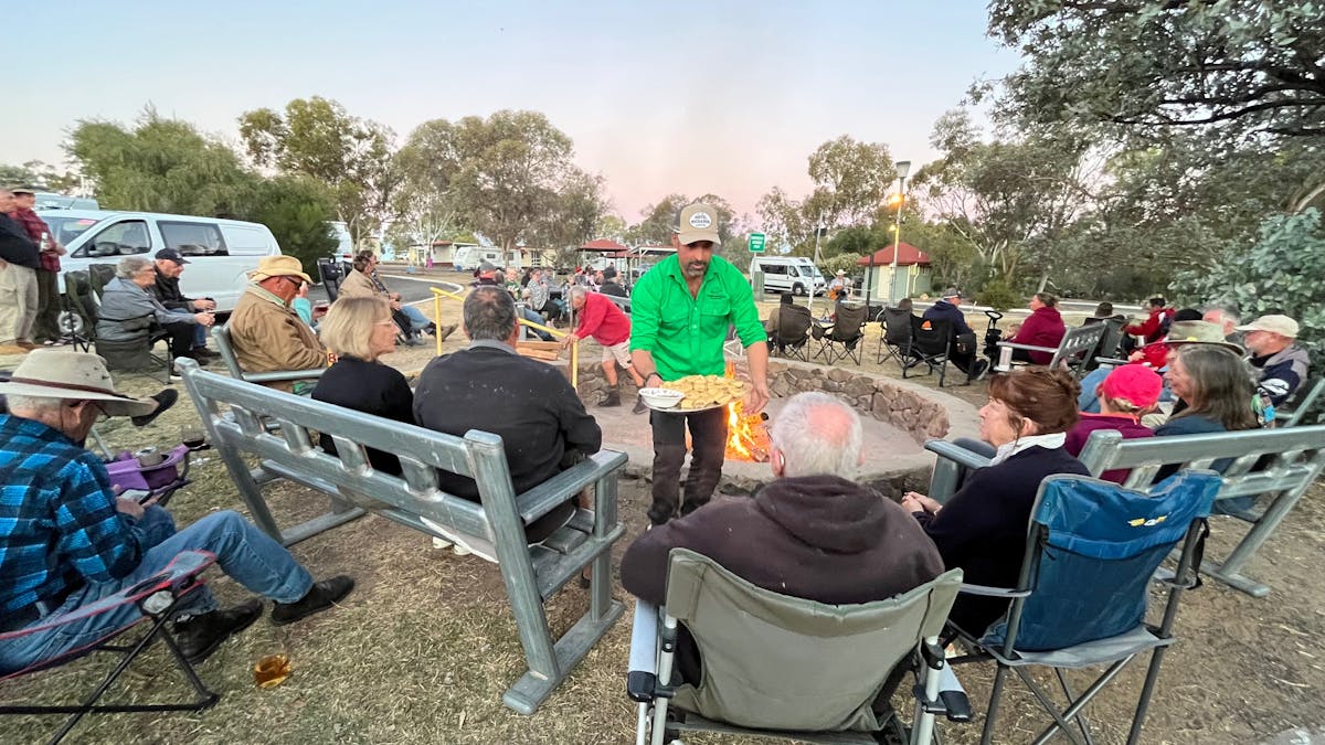 Fun around the camp fire for all guests