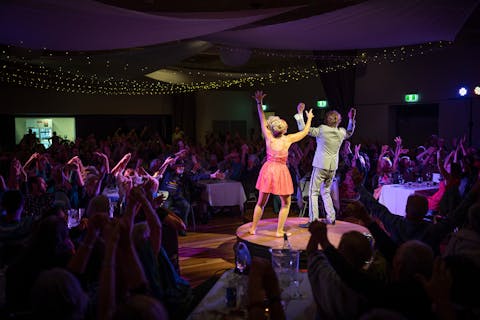 Kiki and Pascal, your outrageous hosts for the KISS Arts Festival 2026 Fundraiser 27th Feb 2026