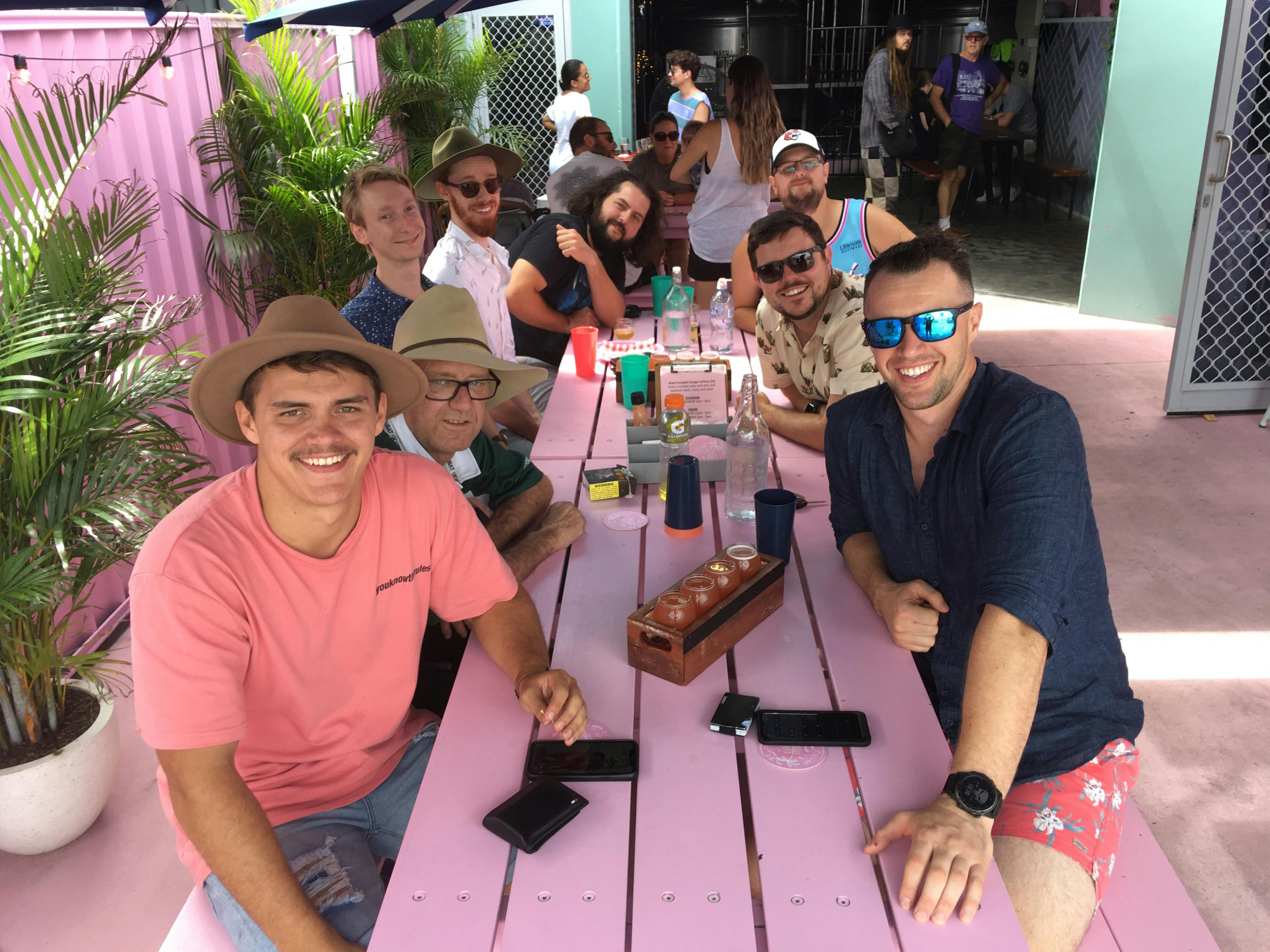 Beers at the pink palace, Lost Palms