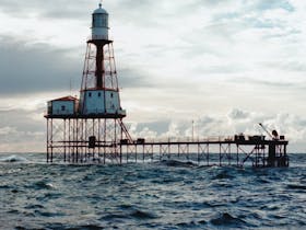 The operating lighthouse when it was on the Margaret Brock Reef