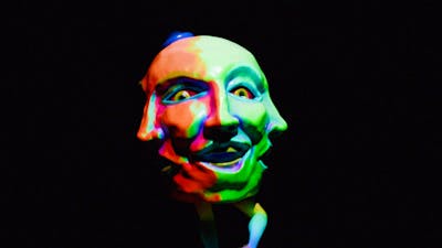 Animation of colourful human like faces