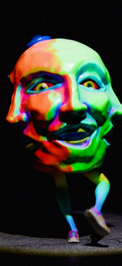 Animation of colourful human like faces
