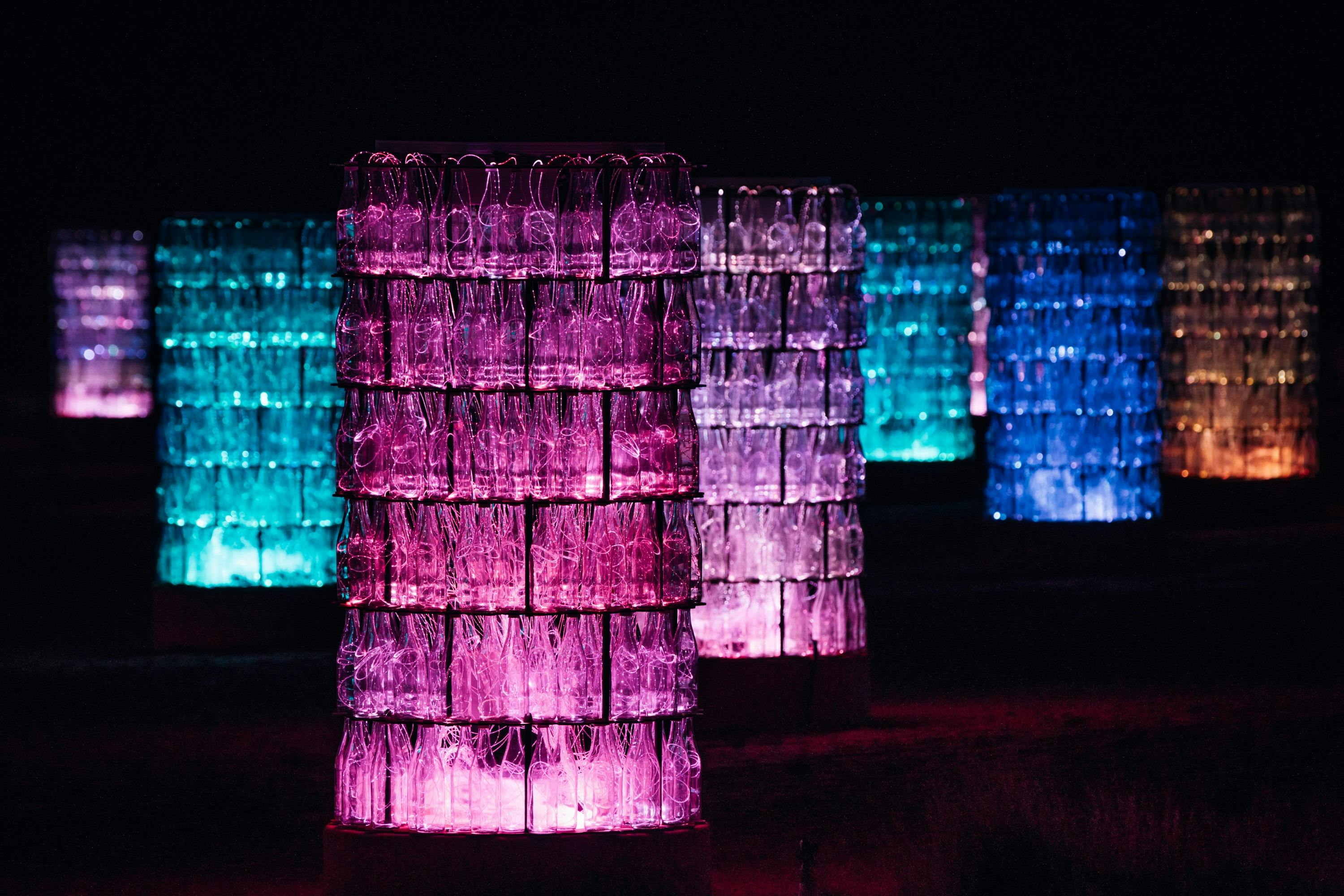 Light-Towers at night in Kings Canyon