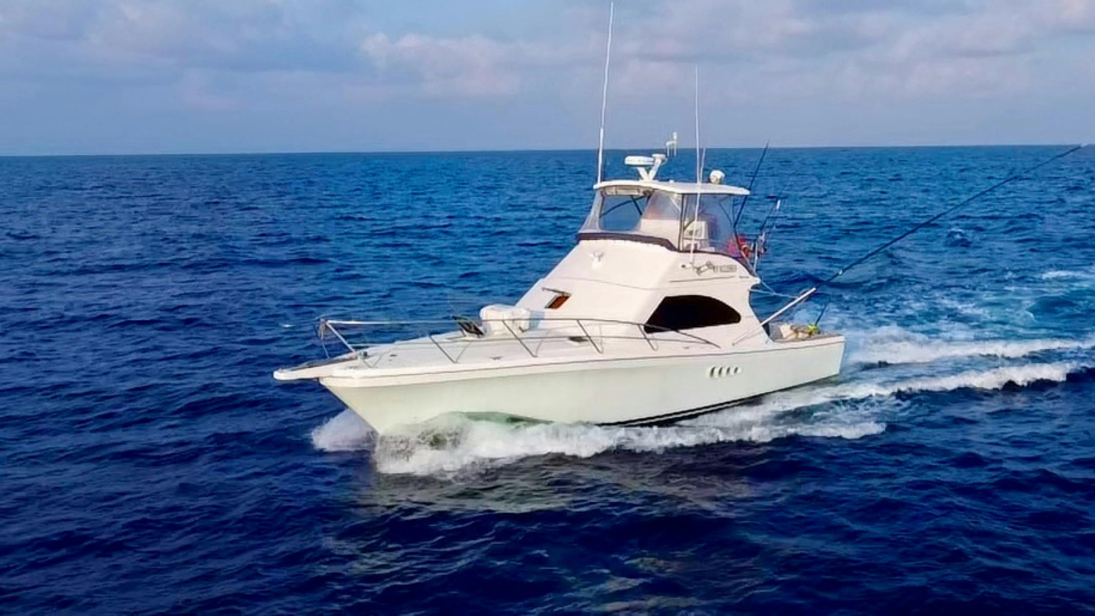 Game fishing boat trolling in the waters off Exmouth