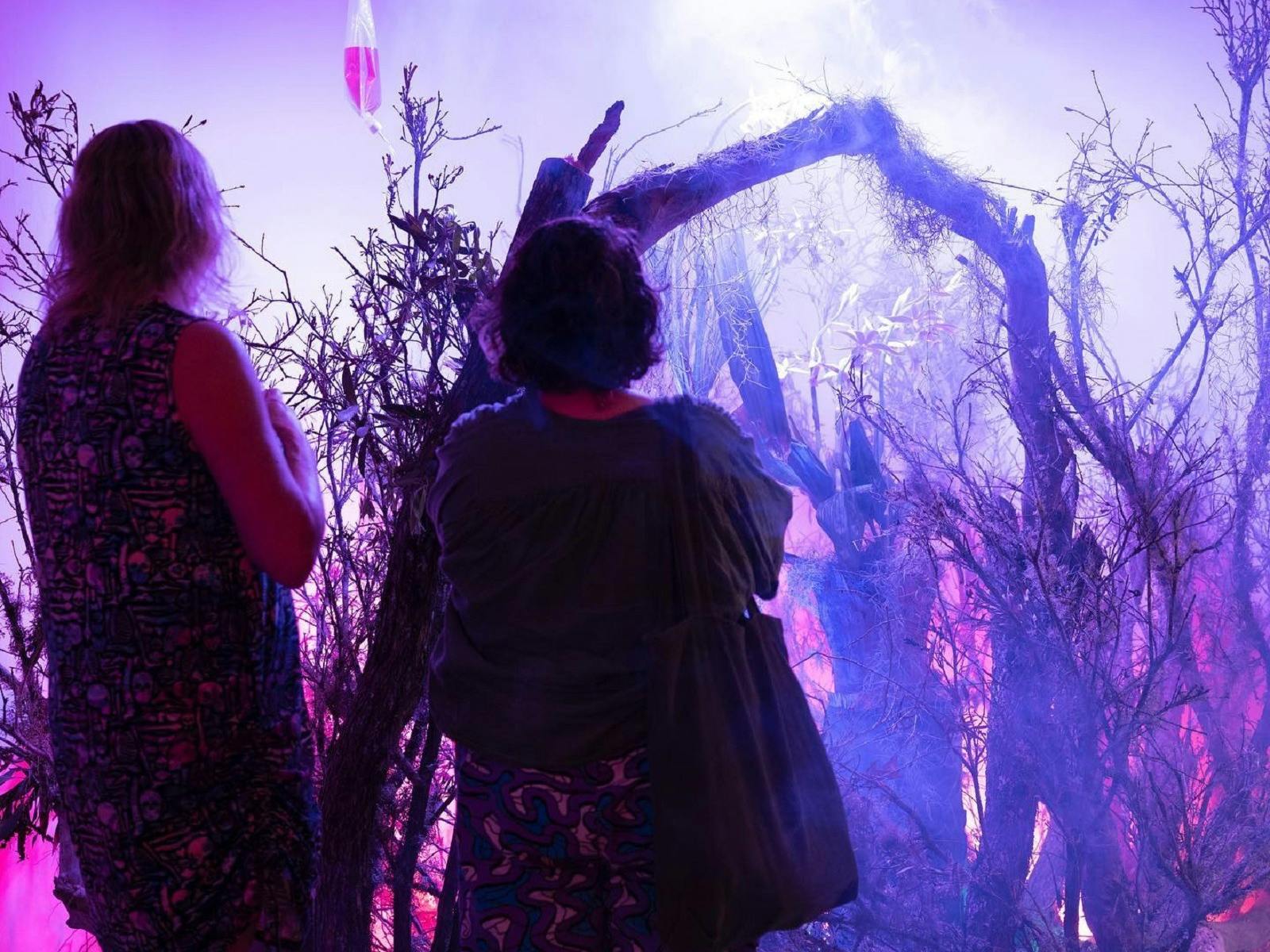 People viewing an exhibition
