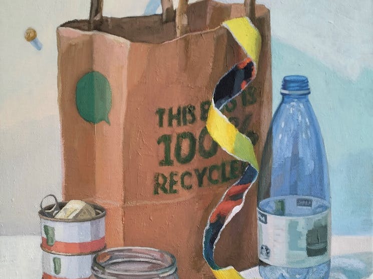 Yuri Shimmyo, Mixed recycling (details), 2023, oil on canvas