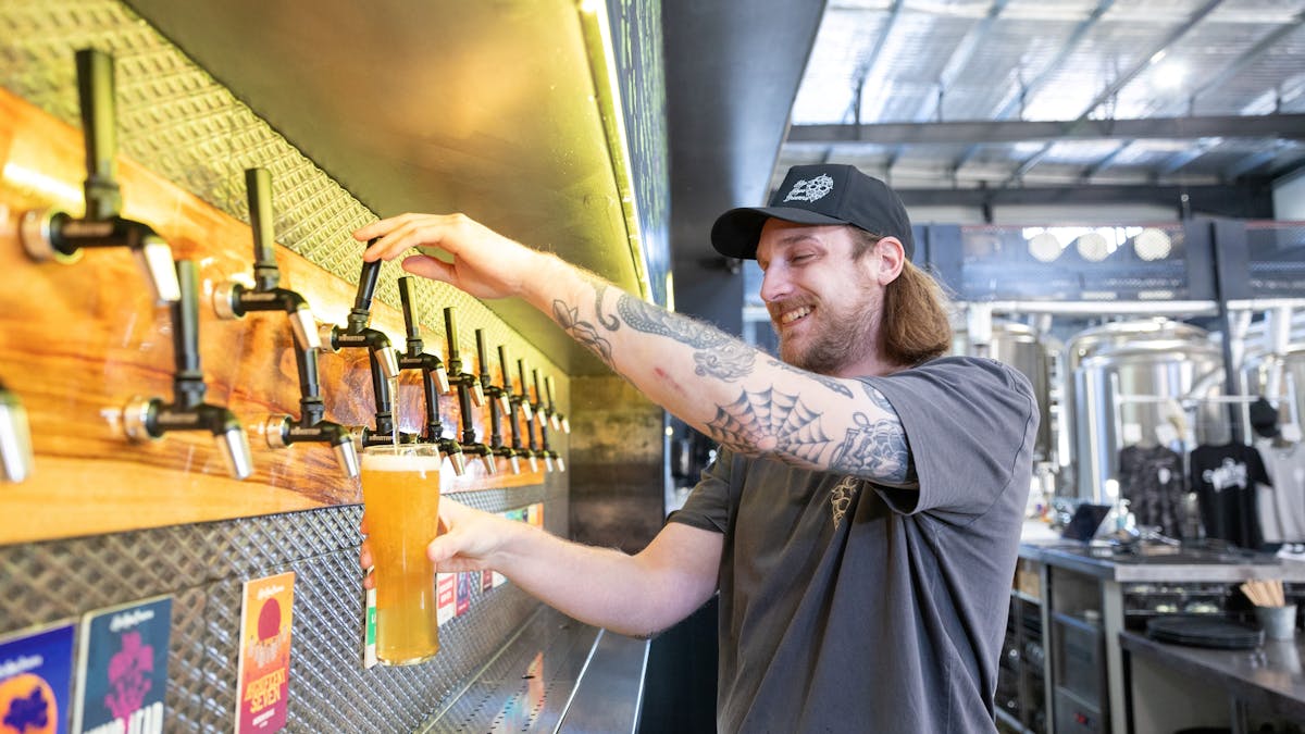 Hip Hops Brewers has 21 taps of beers and seltzers all made on site