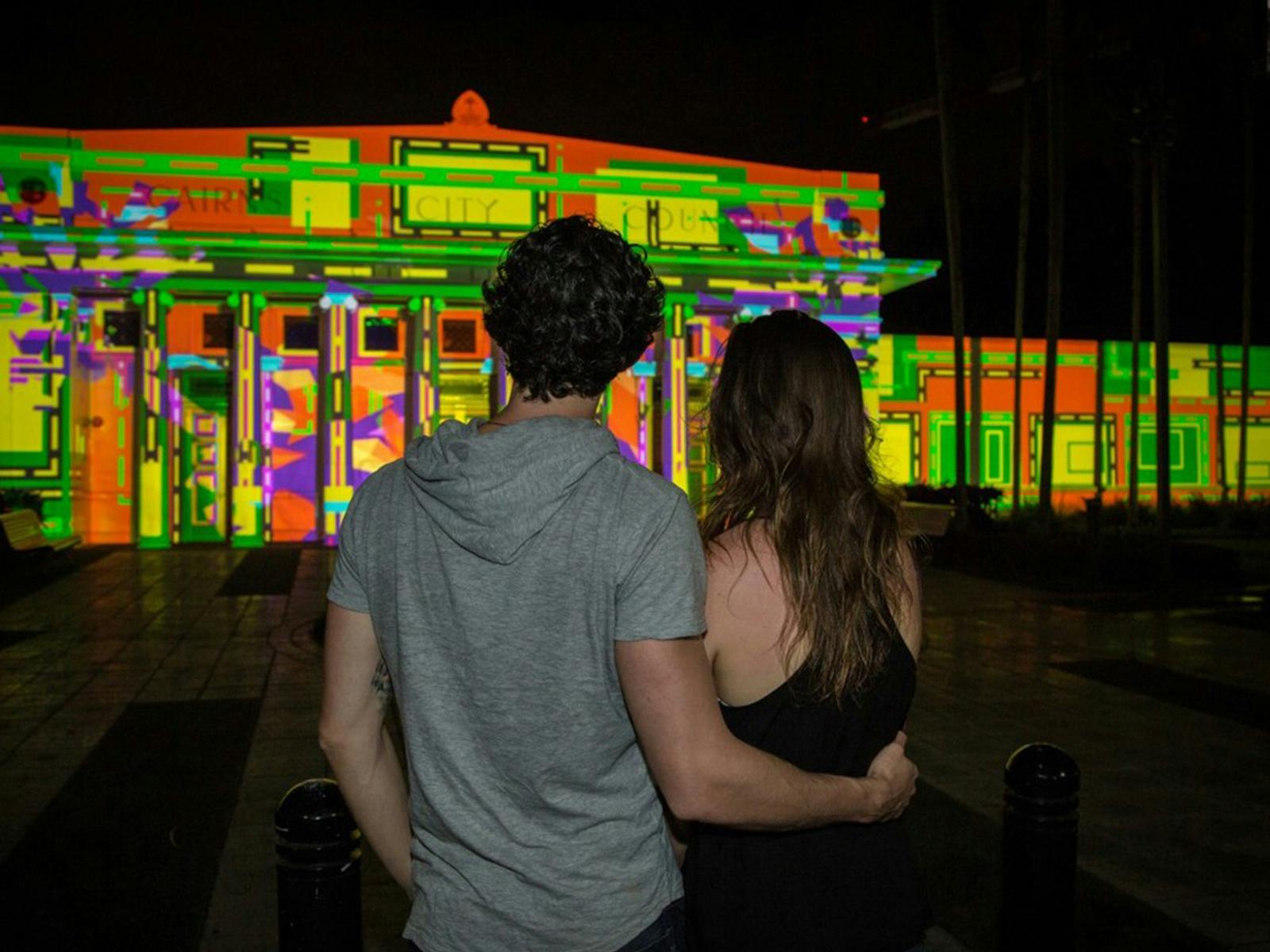 Light projections on the Cairns City Library