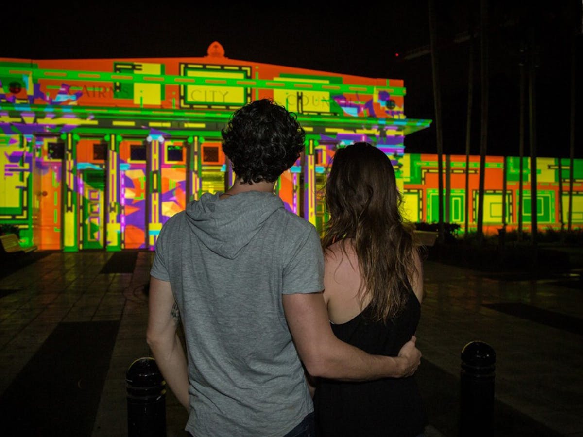 Light projections on the Cairns City Library