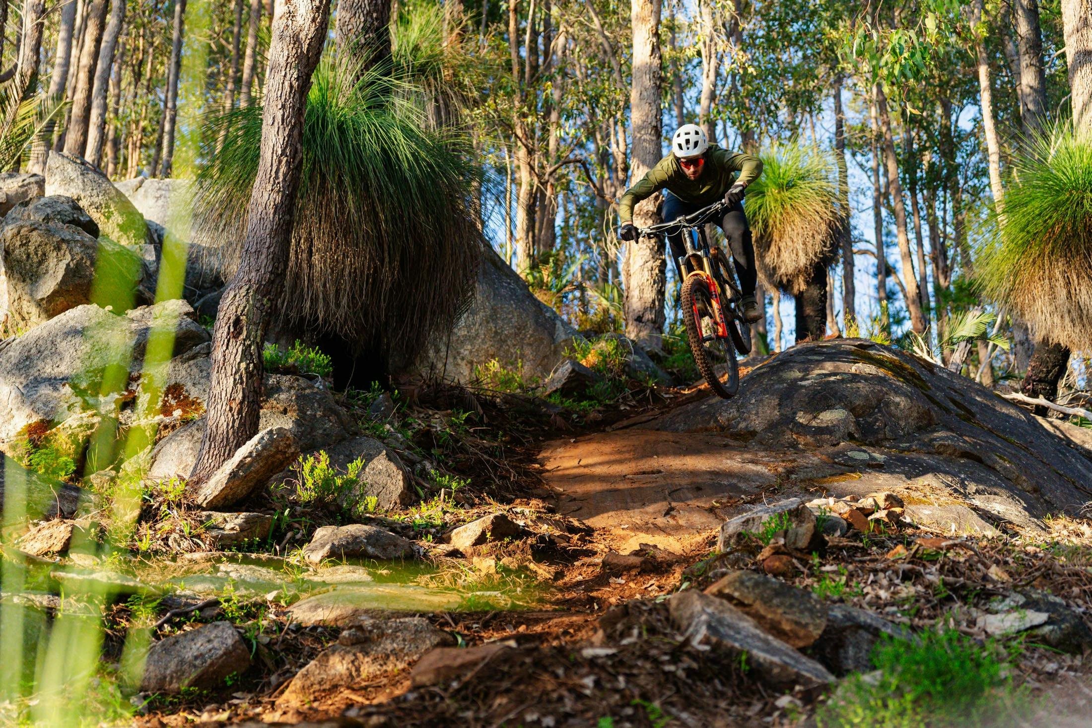 Technical natural features on the trails at Toms Crossing, Dwellingup, Western Australia