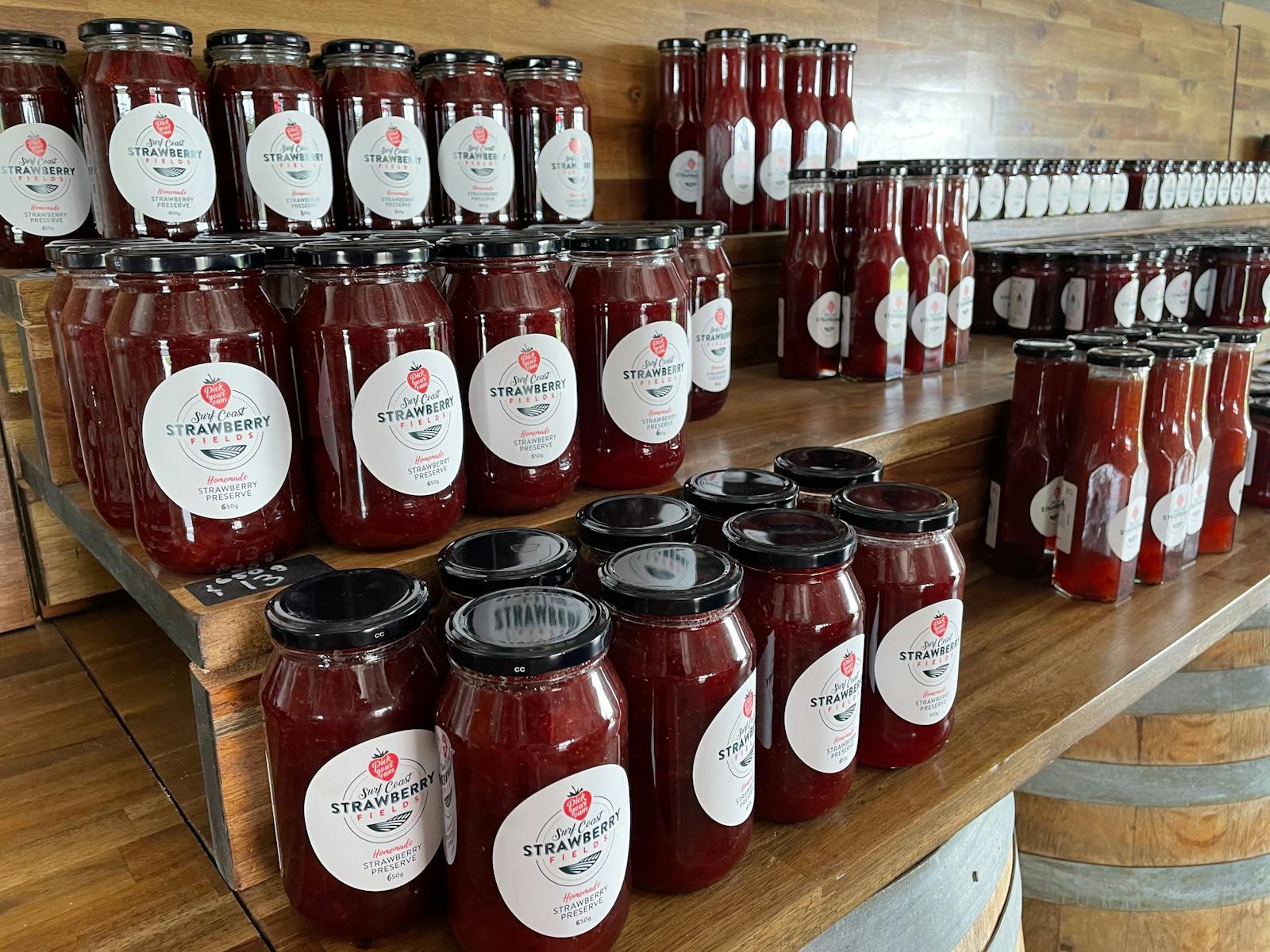 Farm strawberry preserves and sauces