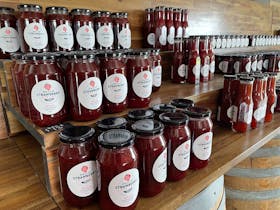 Farm strawberry preserves and sauces