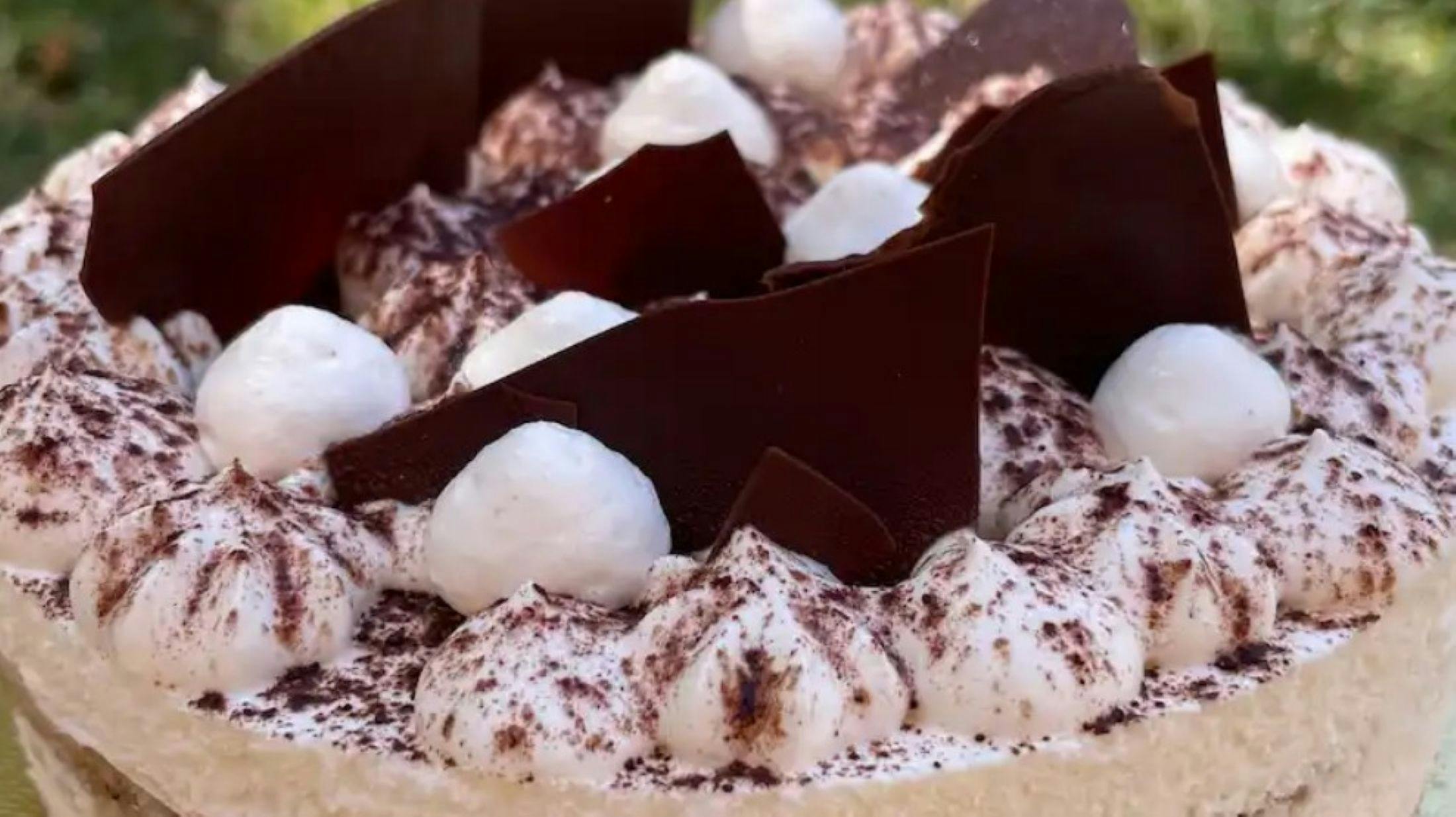 fluffy tiramisu with big chunks of chocolate