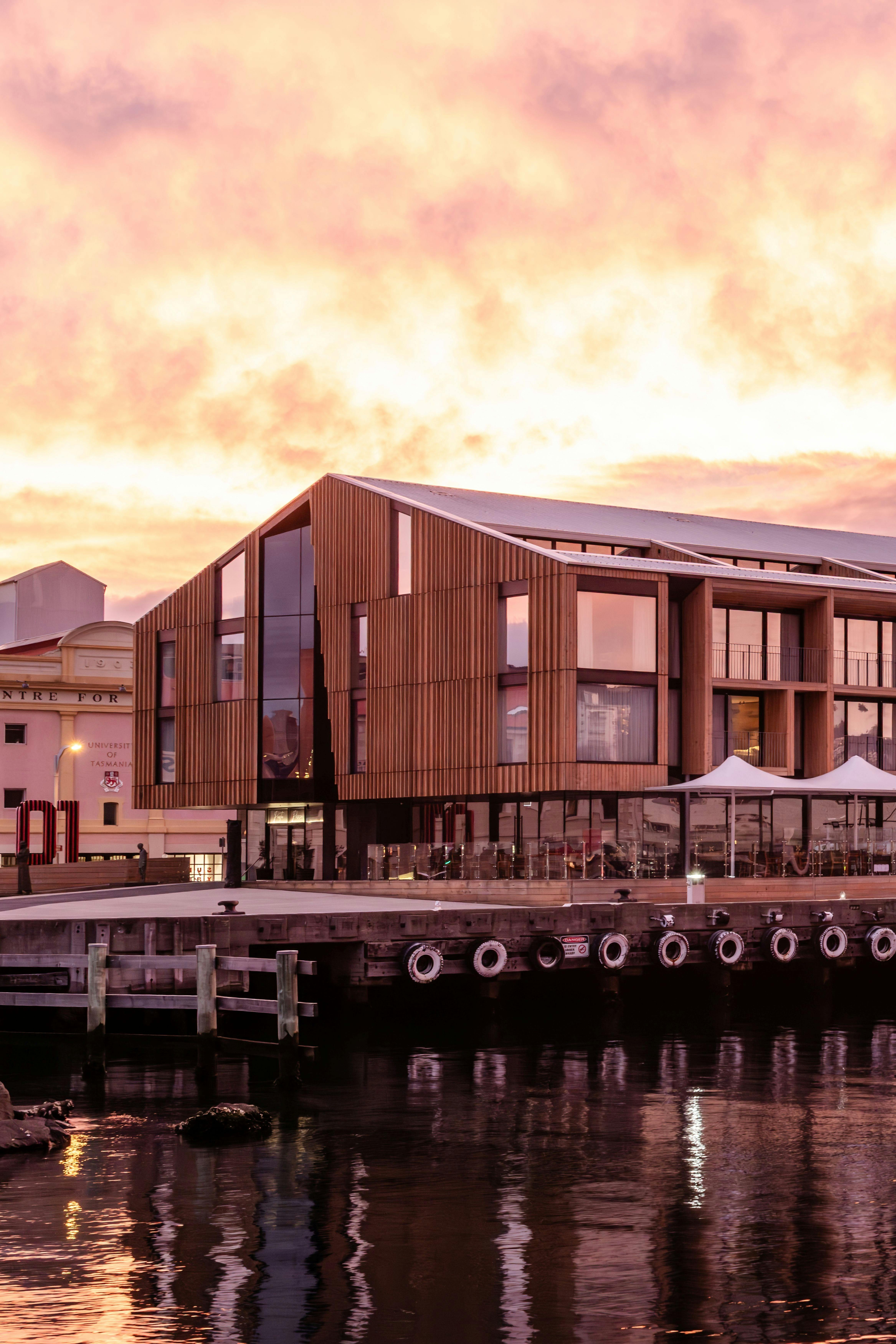 MACq01 building at sunset