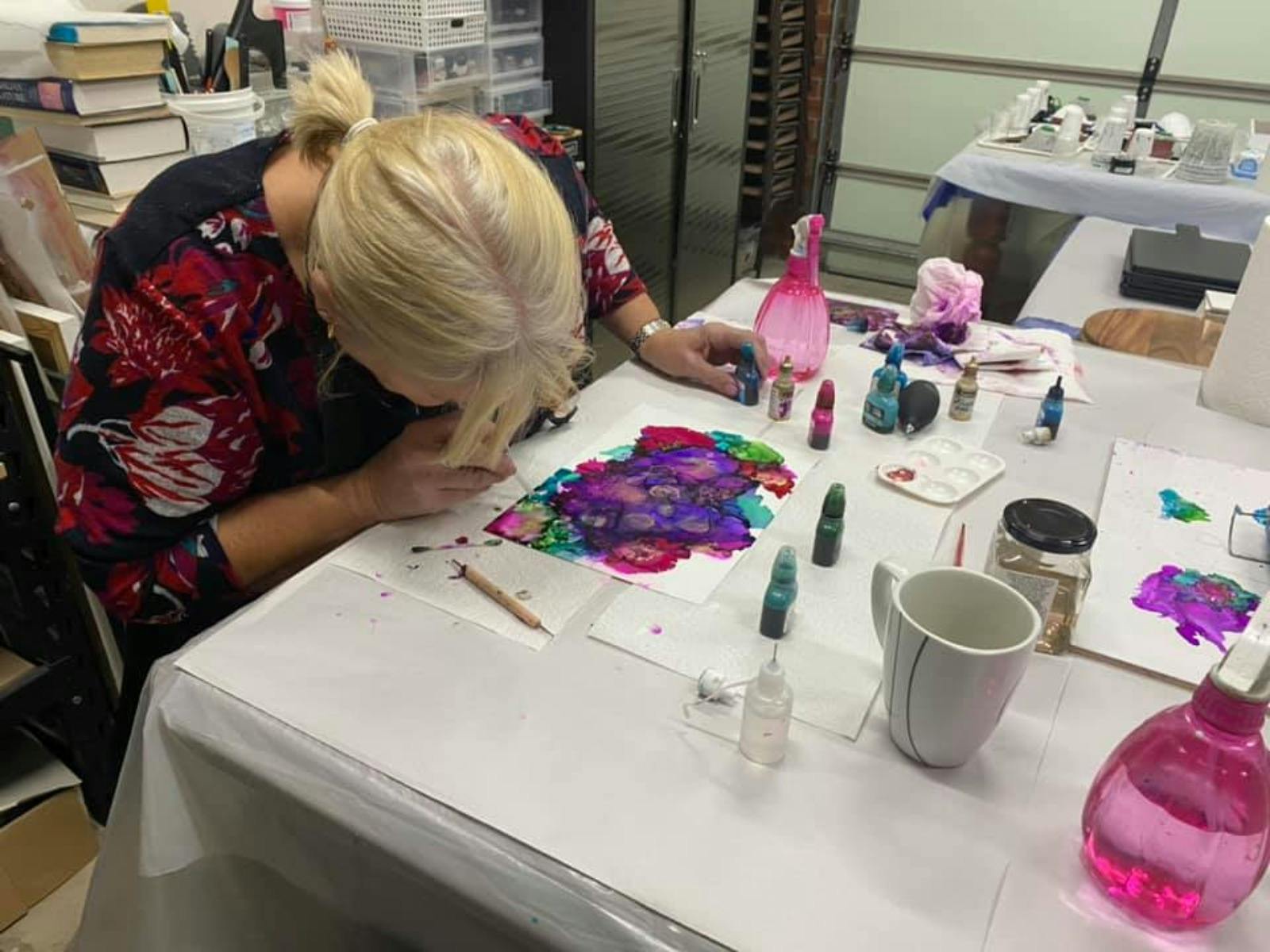 workshop participant working on techniques