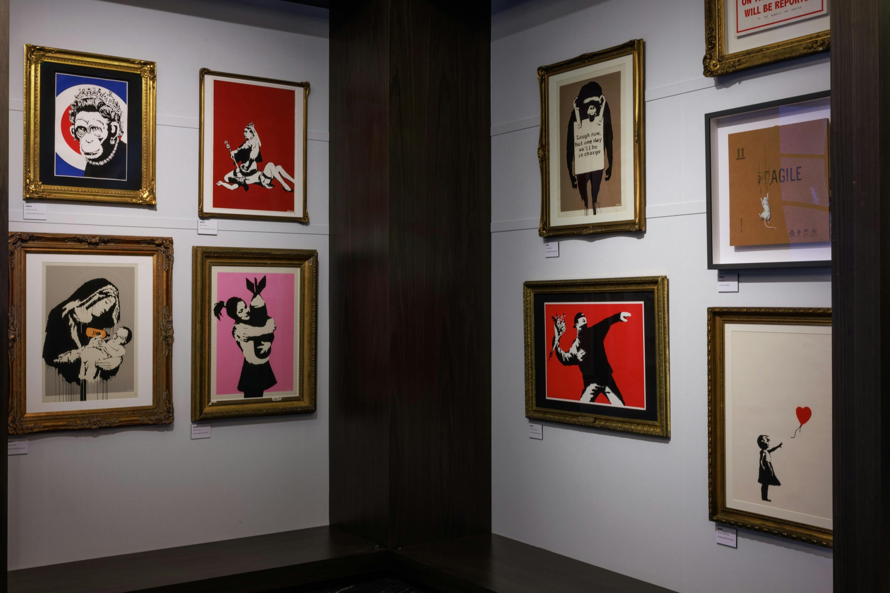 Banksy artworks on a wall