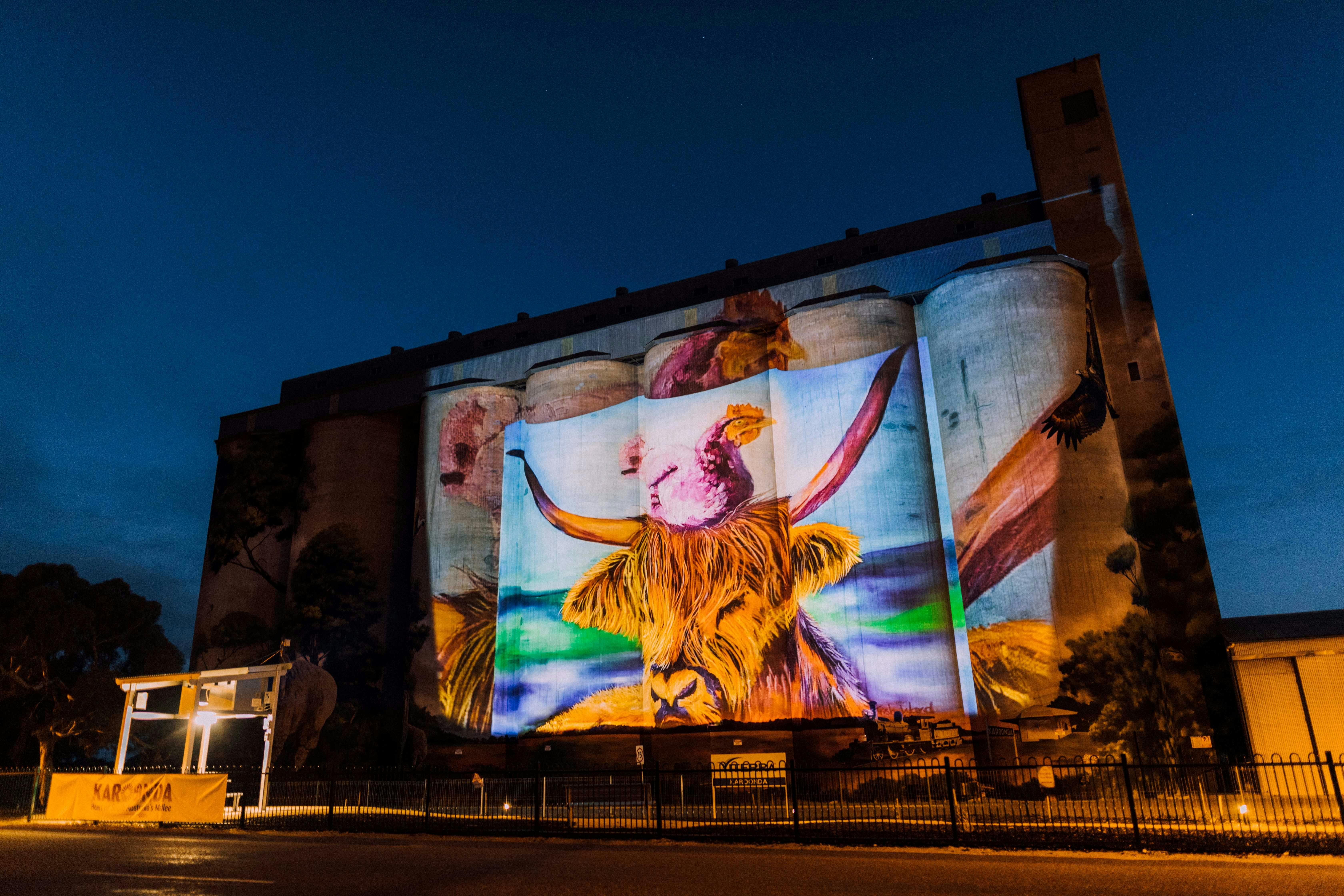 Karoonda Silo Art Projection