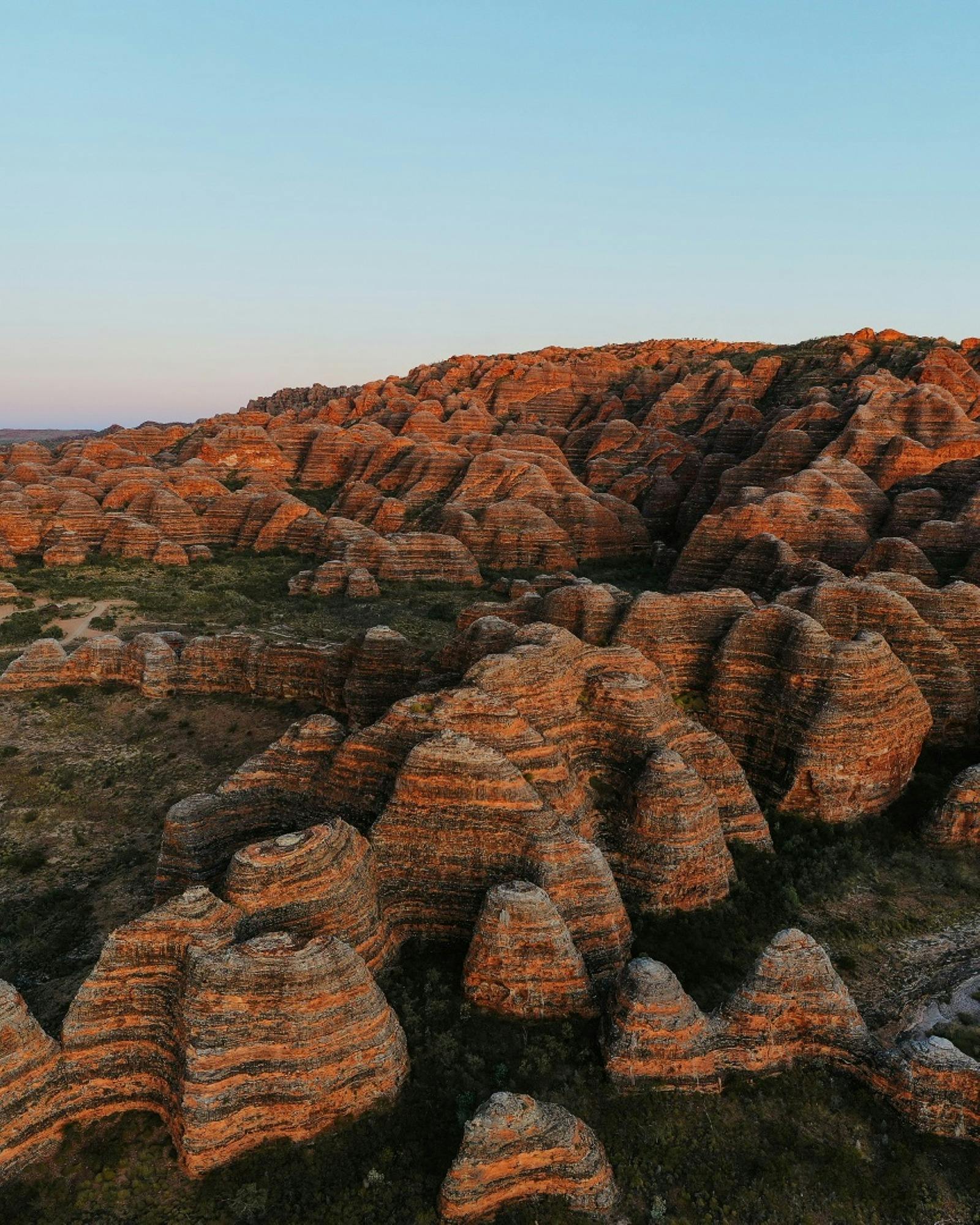 Giant beehive-like sandstone domes from above