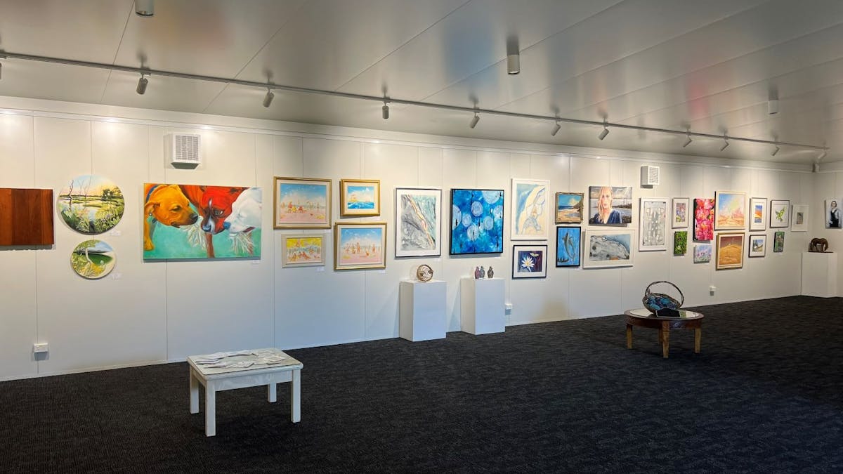 Artworks on display are in various formats and  media.