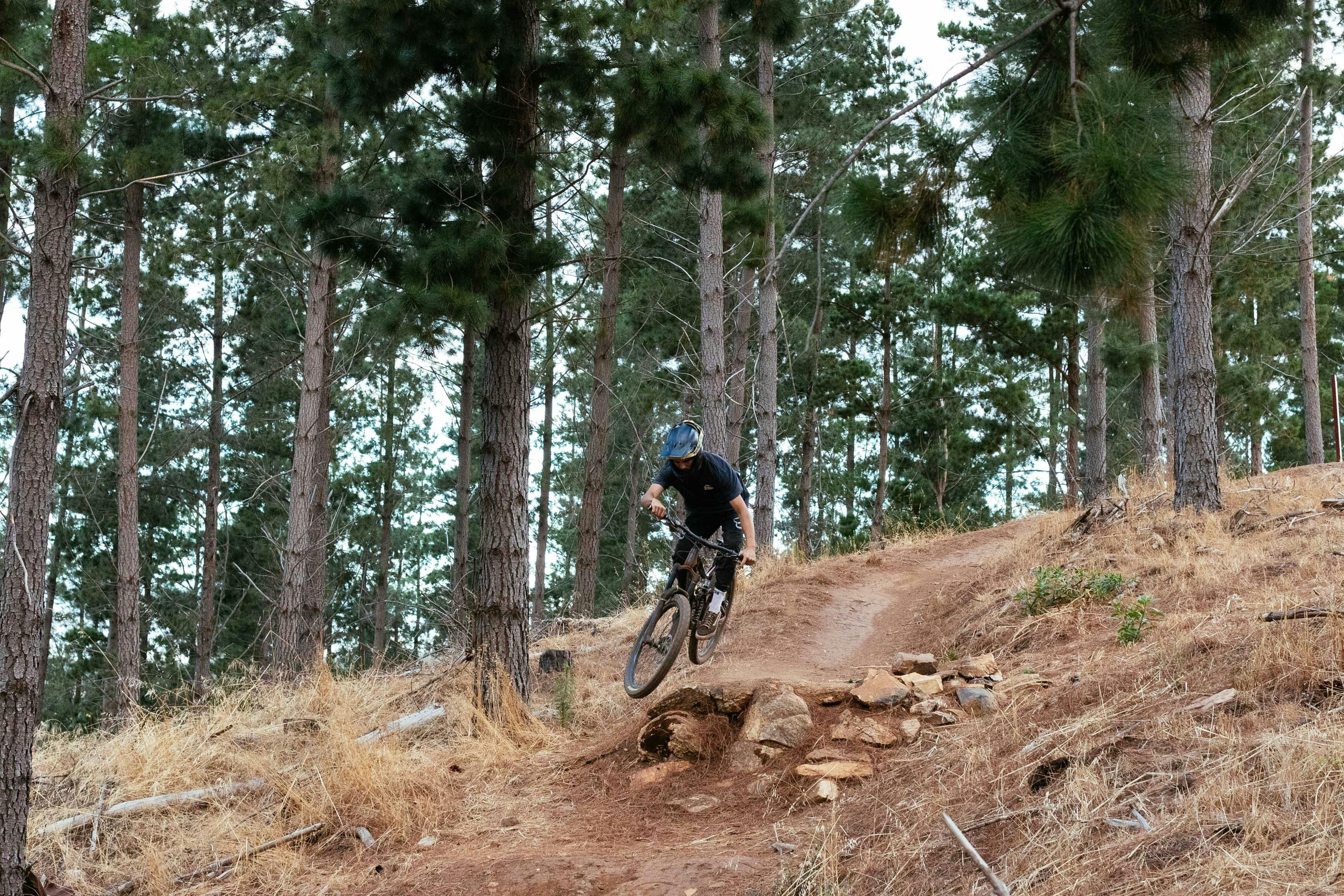 Tank 7 mtb park rider dropping in at Nannup