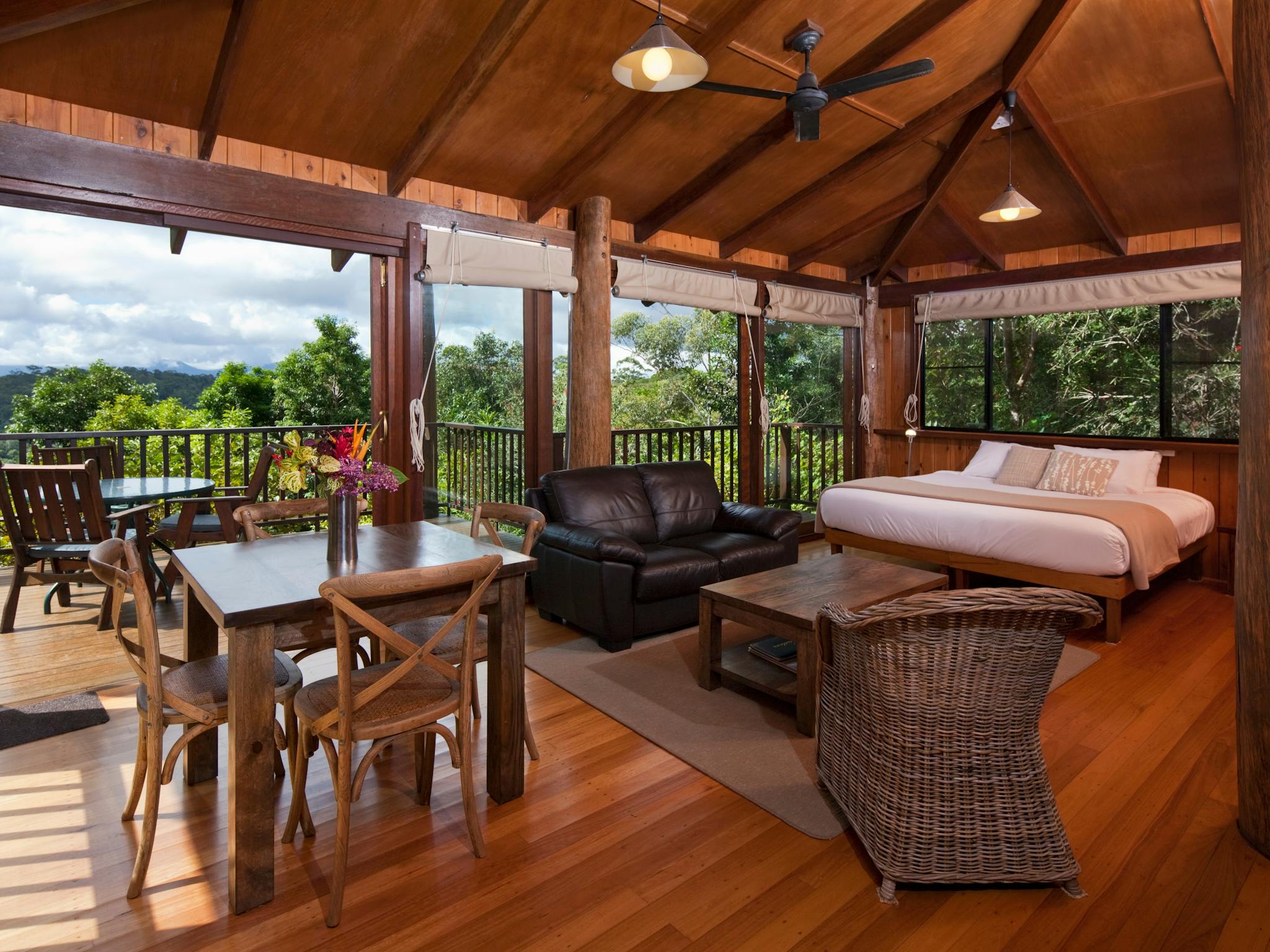 Treehouse Interior with Bed and Dining Table Treehouse Interior with Bed and Dining Table