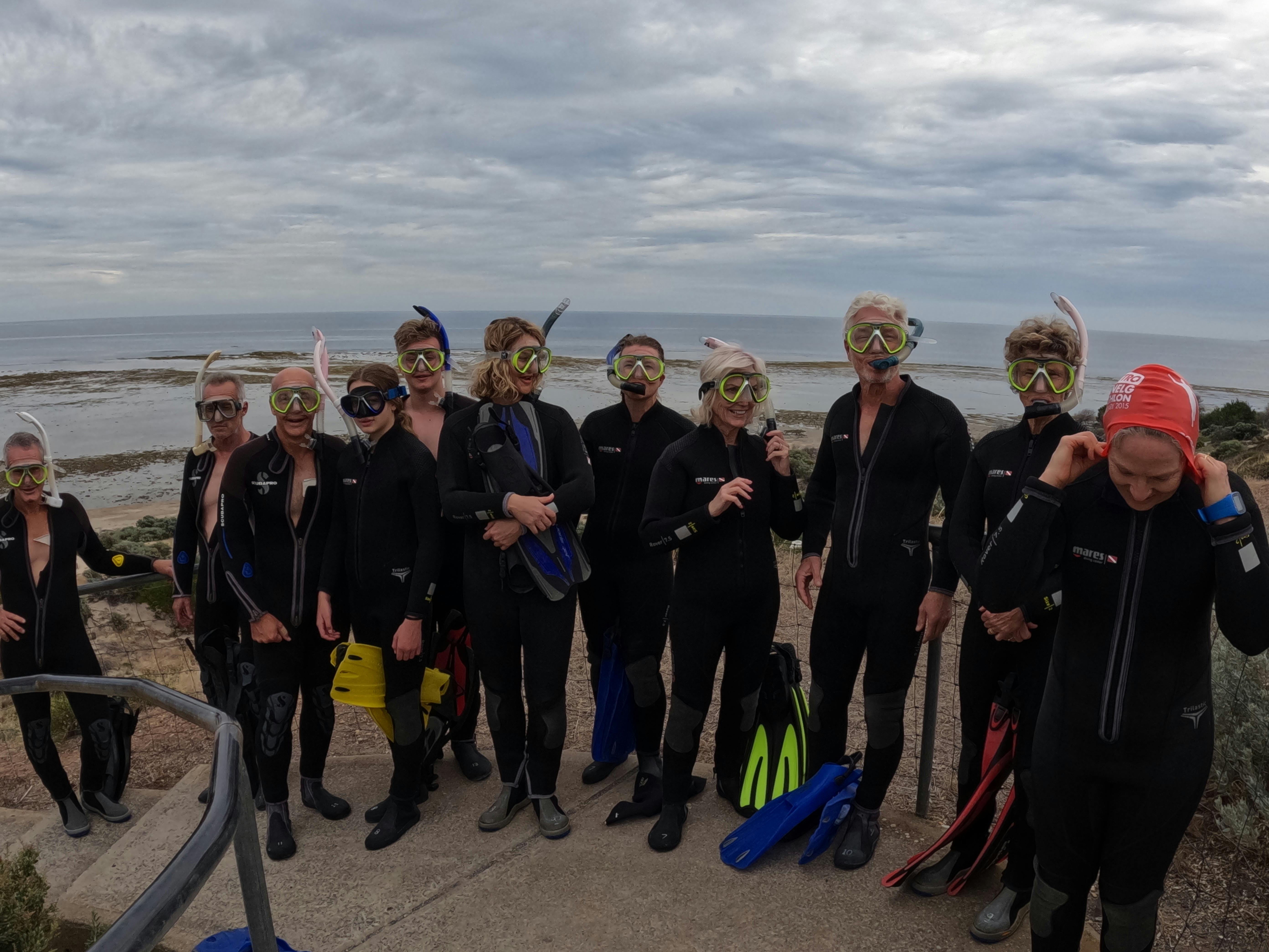 Group photo suited up ready to snorkel