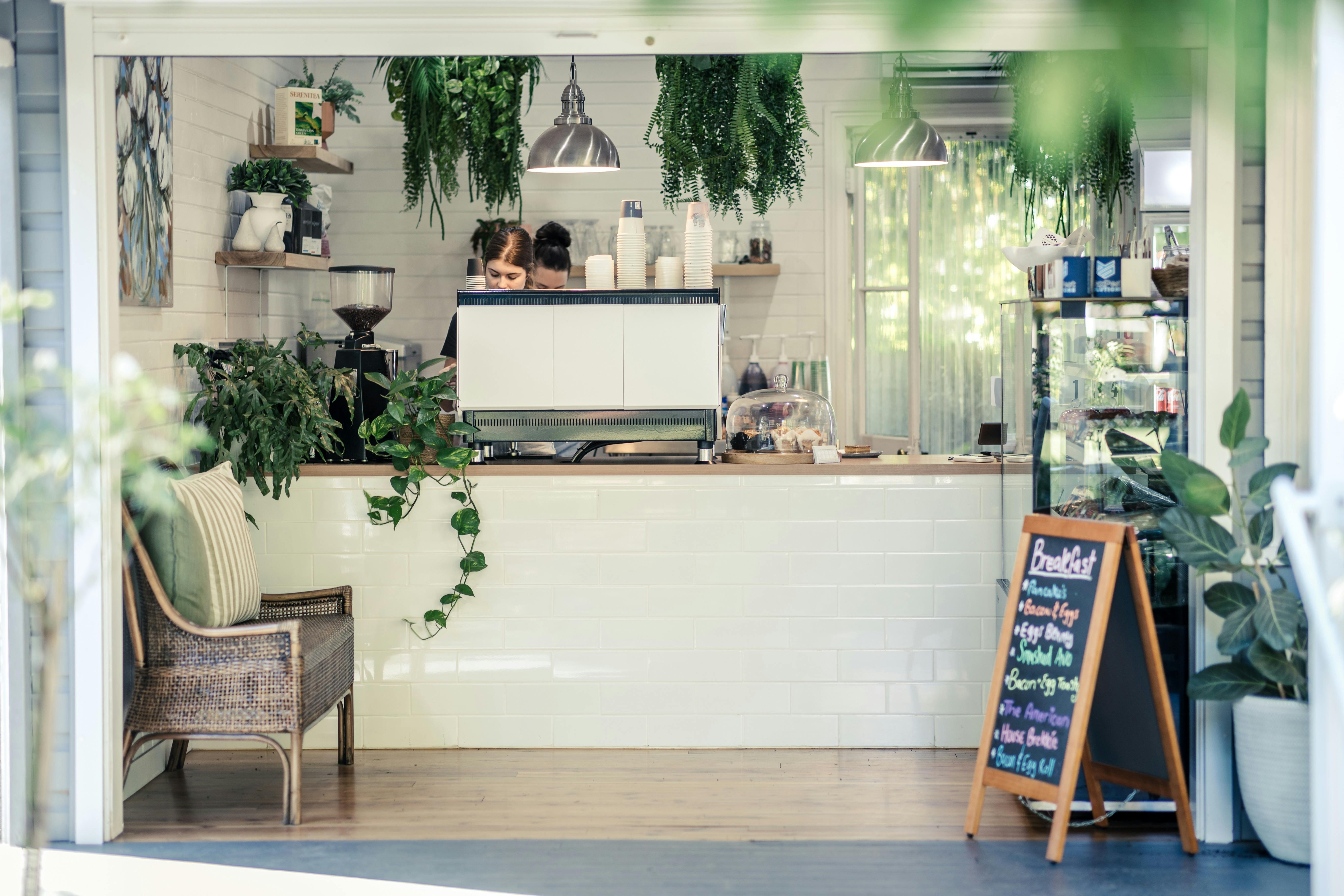 Quaint cafe counter and coffee machine