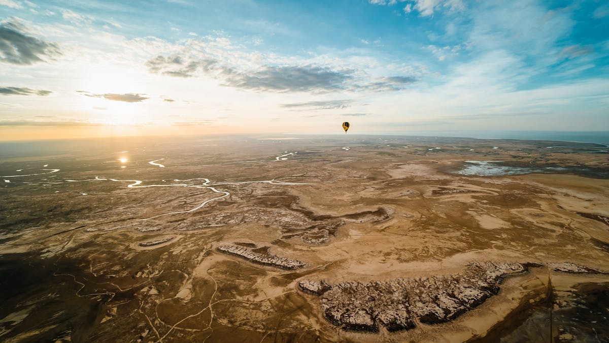 Sunset balloon flight over Gulf Country