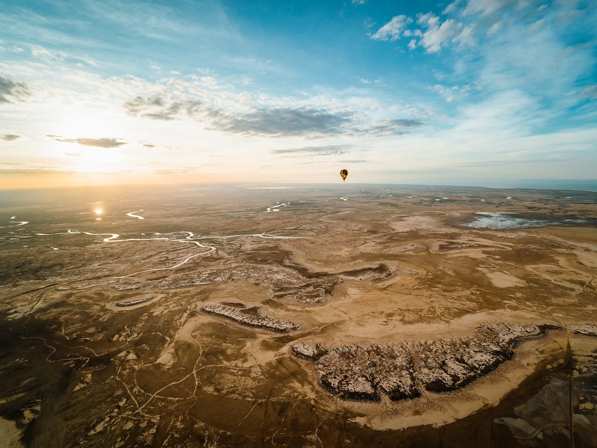 Sunset balloon flight over Gulf Country